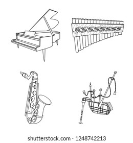 Isolated object of music and tune symbol. Collection of music and tool stock symbol for web.