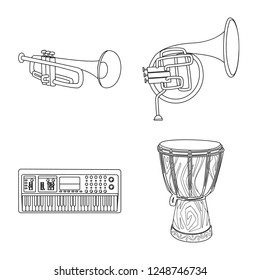 Isolated object of music and tune symbol. Collection of music and tool vector icon for stock.