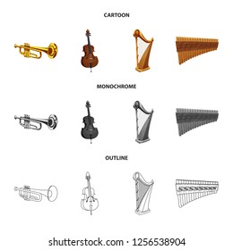 Isolated object of music and tune symbol. Collection of music and tool vector icon for stock.