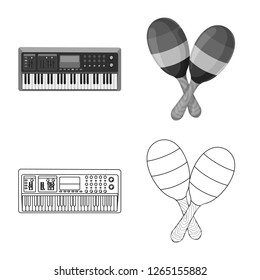 Isolated object of music and tune symbol. Set of music and tool vector icon for stock.