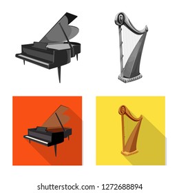 Isolated object of music and tune symbol. Set of music and tool vector icon for stock.