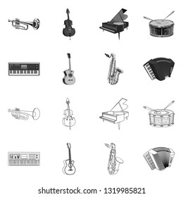 Isolated object of music and tune symbol. Collection of music and tool stock symbol for web.