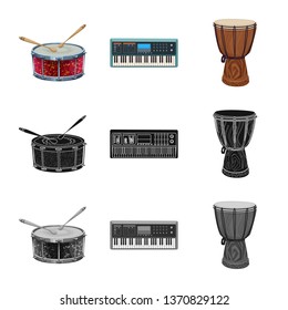 Isolated object of music and tune symbol. Collection of music and tool vector icon for stock.