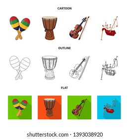 Isolated object of music and tune symbol. Collection of music and tool stock symbol for web.