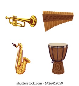 Isolated object of music and tune symbol. Collection of music and tool stock symbol for web.