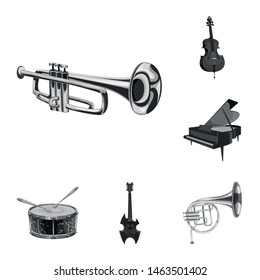 Isolated object of music and tune symbol. Collection of music and tool vector icon for stock.