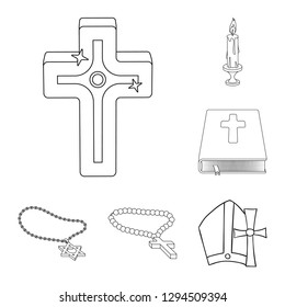 Isolated object of muslim and items icon. Collection of muslim and candle vector icon for stock.