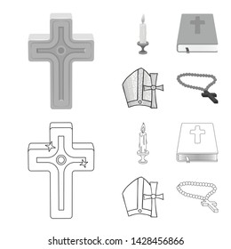 Isolated object of muslim and items icon. Collection of muslim and candle stock symbol for web.