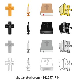 Isolated object of muslim and items logo. Set of muslim and candle stock vector illustration.