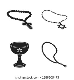 Isolated object of muslim and items sign. Collection of muslim and candle stock vector illustration.