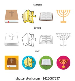 Isolated object of muslim and items sign. Set of muslim and candle stock vector illustration.