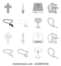 Isolated object of muslim and items symbol. Collection of muslim and candle stock vector illustration.