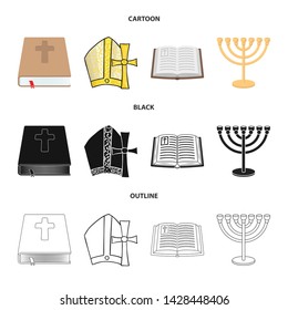 Isolated object of muslim and items symbol. Set of muslim and candle vector icon for stock.