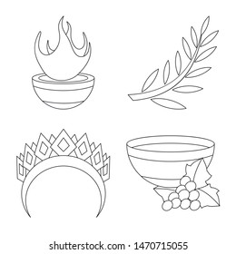 Isolated object of mythology and god icon. Set of mythology and culture stock vector illustration.