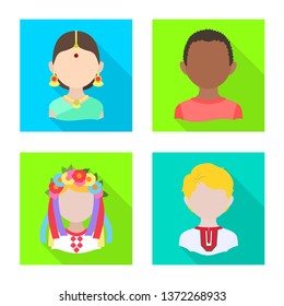 Isolated object of nation and race  icon. Collection of nation and user vector icon for stock.