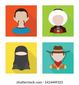 Isolated object of nation and race  logo. Set of nation and user stock vector illustration.