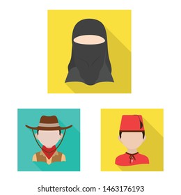 Isolated object of nation and race logo. Set of nation and user stock symbol for web.