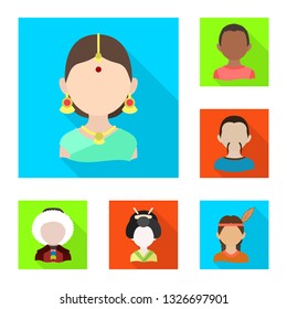 Isolated object of nation and race  sign. Set of nation and user vector icon for stock.