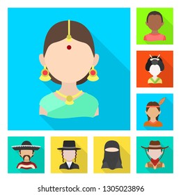 Isolated object of nation and race  symbol. Collection of nation and user vector icon for stock.