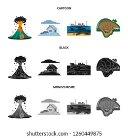 Isolated object of natural and disaster . Collection of natural and risk stock symbol for web.