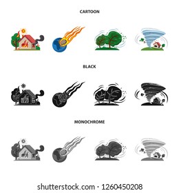 Isolated object of natural and disaster . Collection of natural and risk vector icon for stock.