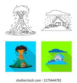 Isolated object of natural and disaster icon. Collection of natural and risk stock symbol for web.