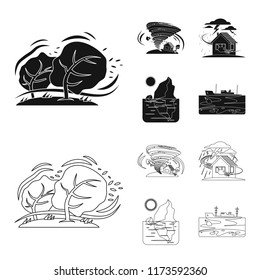 Isolated object of natural and disaster icon. Collection of natural and risk vector icon for stock.