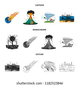 Isolated object of natural and disaster icon. Set of natural and risk vector icon for stock.