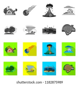Isolated object of natural and disaster icon. Set of natural and risk stock symbol for web.