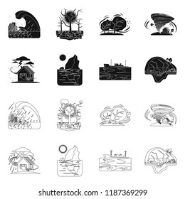 Isolated object of natural and disaster icon. Collection of natural and risk vector icon for stock.