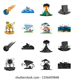 Isolated object of natural and disaster icon. Collection of natural and risk stock vector illustration.