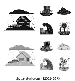 Isolated object of natural and disaster icon. Set of natural and risk vector icon for stock.