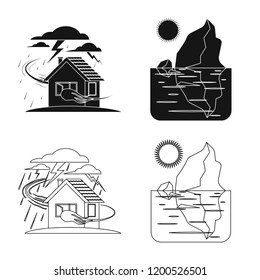 Isolated object of natural and disaster icon. Set of natural and risk stock symbol for web.