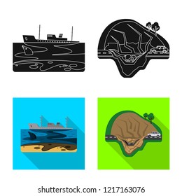 Isolated object of natural and disaster icon. Set of natural and risk stock symbol for web.