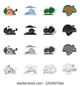 Isolated object of natural and disaster icon. Set of natural and risk stock symbol for web.