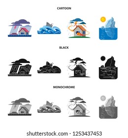 Isolated object of natural and disaster icon. Collection of natural and risk stock vector illustration.
