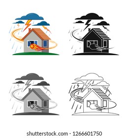 Isolated object of natural and disaster icon. Collection of natural and risk stock vector illustration.