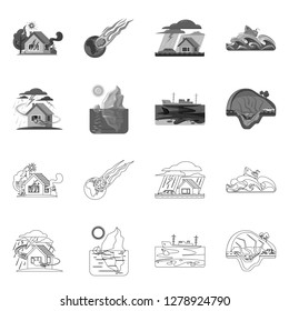 Isolated object of natural and disaster icon. Collection of natural and risk stock vector illustration.