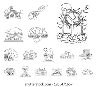 Isolated object of natural and disaster icon. Collection of natural and risk stock symbol for web.