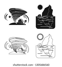 Isolated object of natural and disaster icon. Collection of natural and risk stock symbol for web.