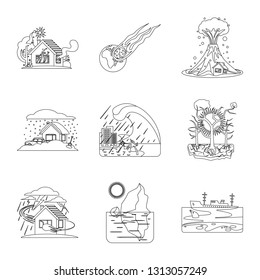 Isolated object of natural and disaster icon. Set of natural and risk vector icon for stock.