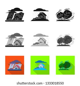 Isolated object of natural and disaster icon. Set of natural and risk stock symbol for web.