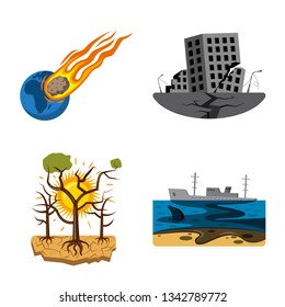 Isolated object of natural and disaster icon. Set of natural and risk stock symbol for web.