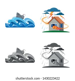 Isolated object of natural and disaster icon. Collection of natural and risk vector icon for stock.