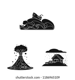 Isolated object of natural and disaster logo. Collection of natural and risk stock symbol for web.