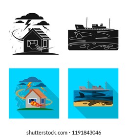 Isolated object of natural and disaster logo. Collection of natural and risk stock vector illustration.