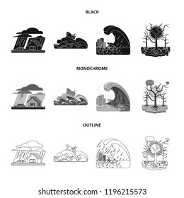 Isolated object of natural and disaster logo. Set of natural and risk stock symbol for web.