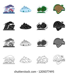 Isolated object of natural and disaster logo. Set of natural and risk vector icon for stock.