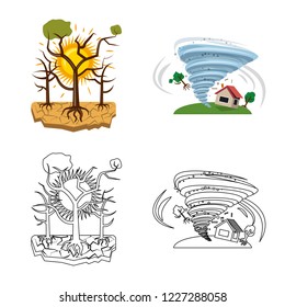 Isolated object of natural and disaster logo. Collection of natural and risk stock vector illustration.