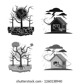 Isolated object of natural and disaster logo. Collection of natural and risk vector icon for stock.